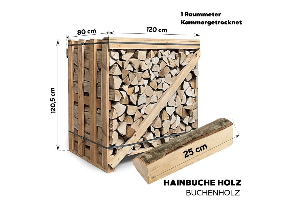 Brennholz Hainbuche 1RM Box 25 cm – Bild 2